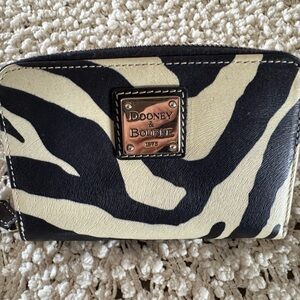 Dooney & Bourke Black and Cream Animal Print Wallet